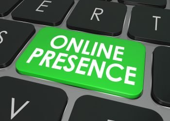Online Presence words on a computer keyboard key or button to illustrate good website visibility on the Internet through good SEO or search engine optimization