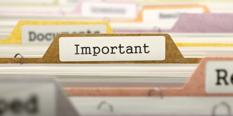 Important Concept. Colored Document Folders Sorted for Catalog. Closeup View. Selective Focus. 3D Render.